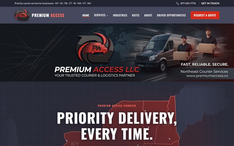 Premium Access courier homepage